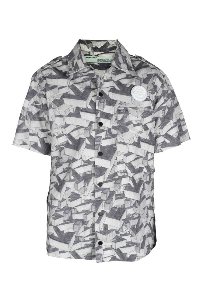 Short-Sleeved Gray Shirt With 3D Arrow Pattern