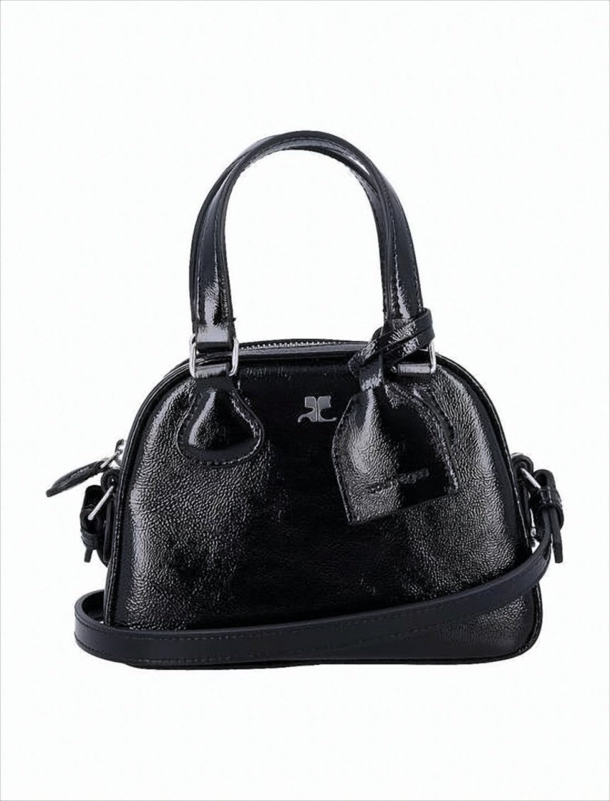 Structured Black Cow Leather Crossbody Bag