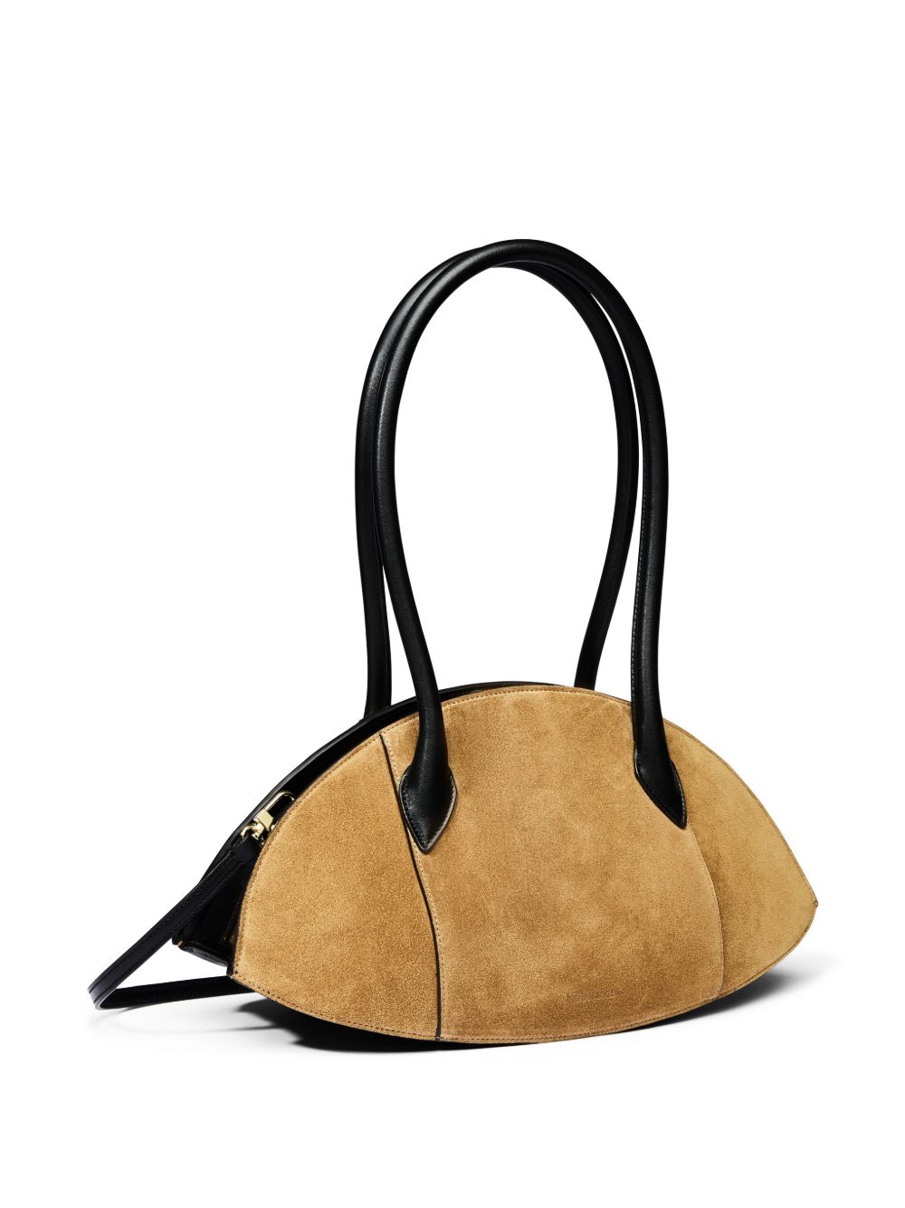 Elongated Oval Brown Bag With Structured Silhouette