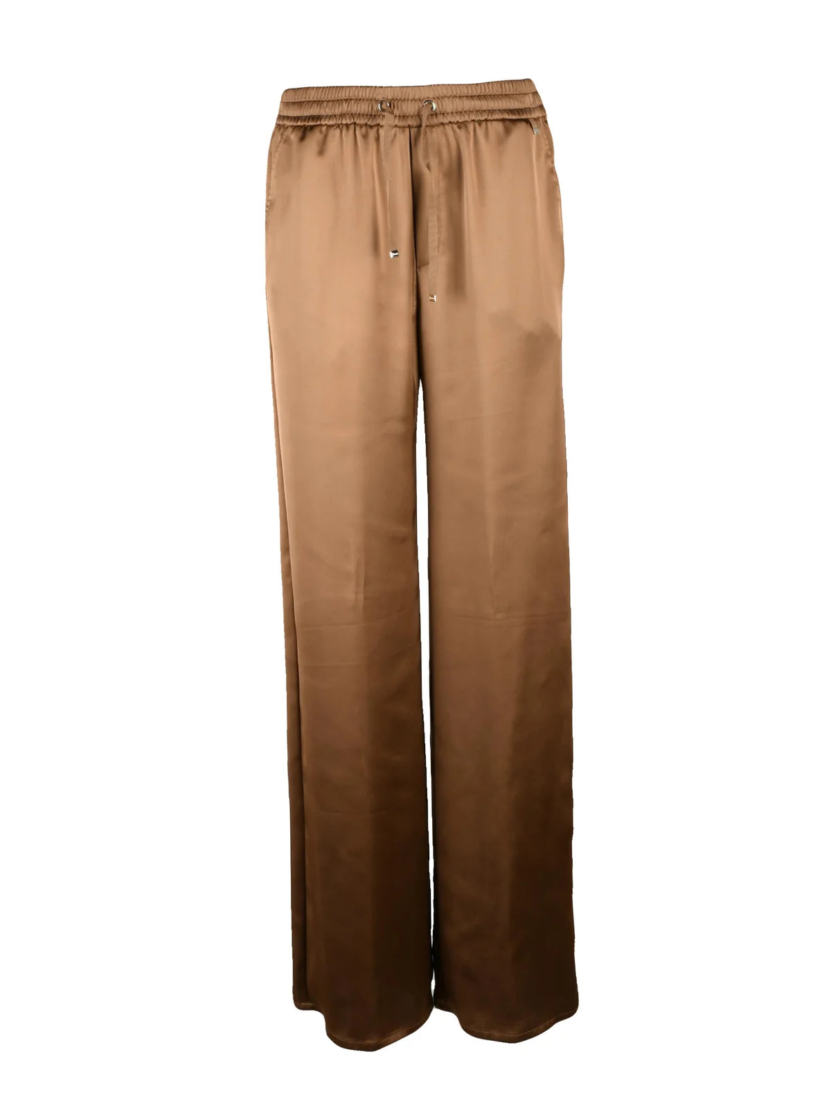 Brown Polyester Satin Trackpants