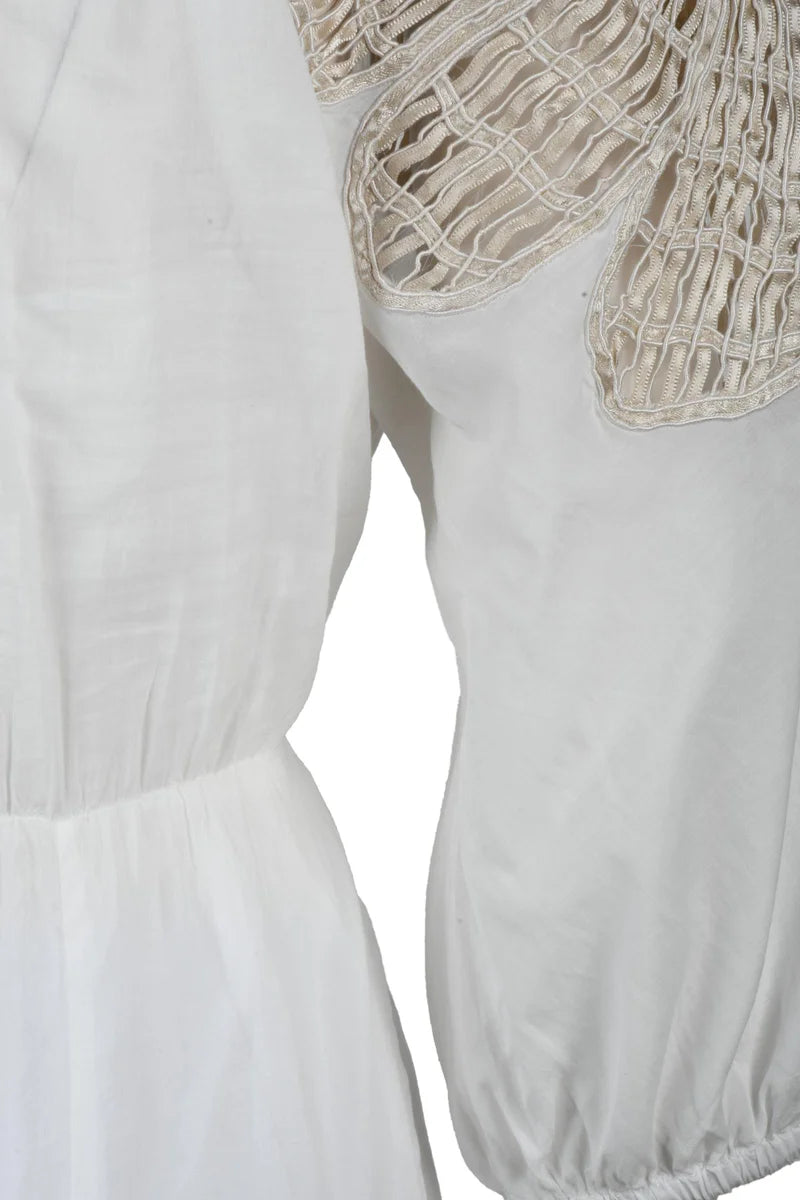 Embroidered Long Dress - White