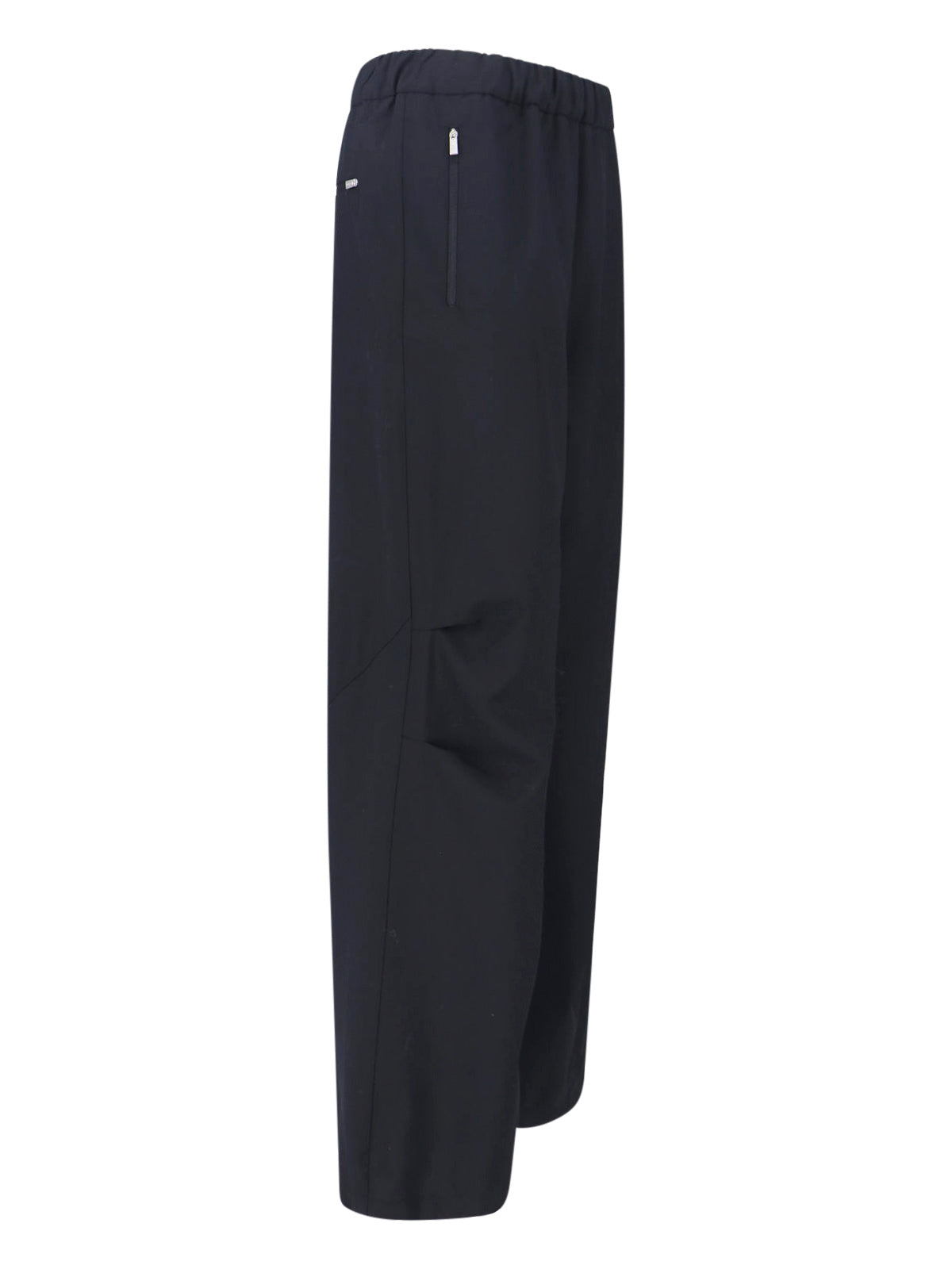 Black Wide-Leg Wool Blend Laminar Trousers