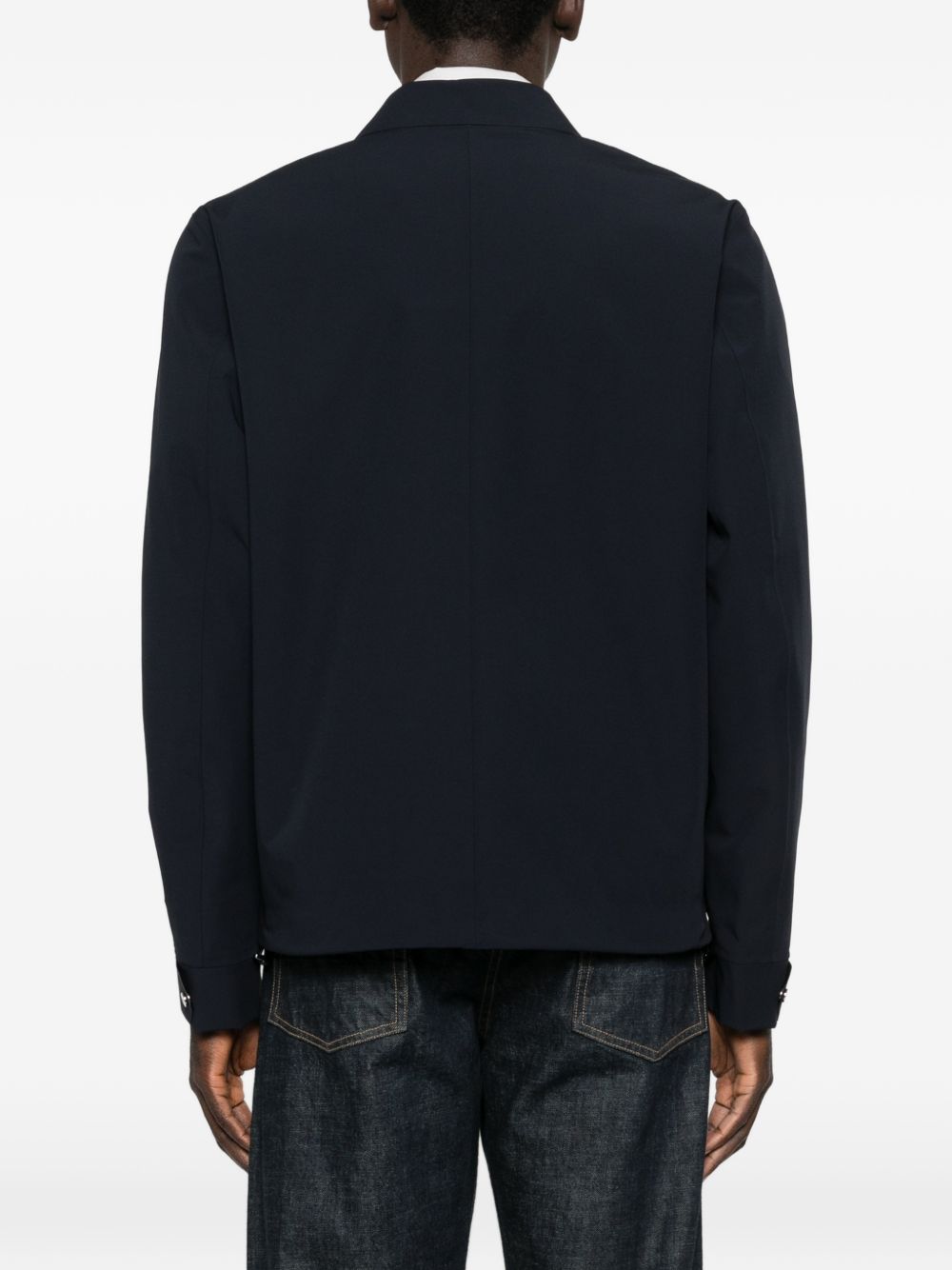 Water-Repellent Blue Jacket With Adjustable Hem