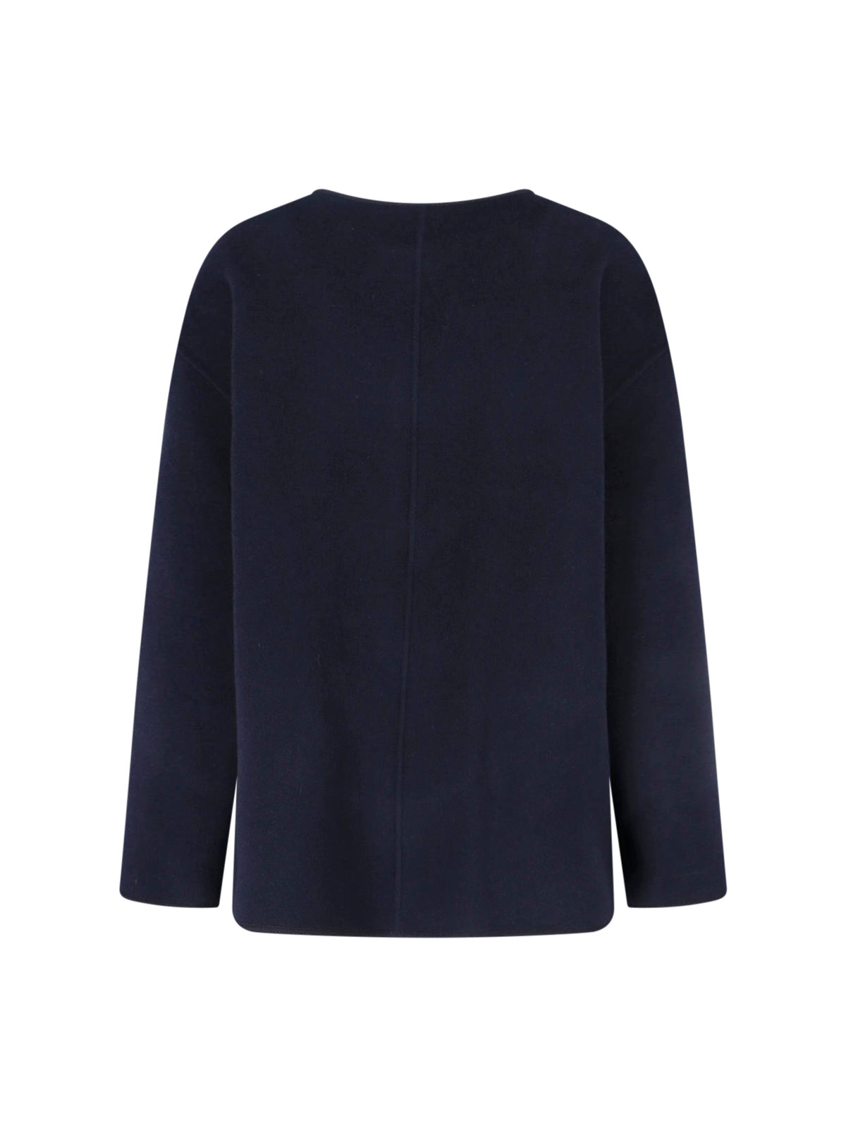 Navy Wool-Cashmere Mandarin Jacket
