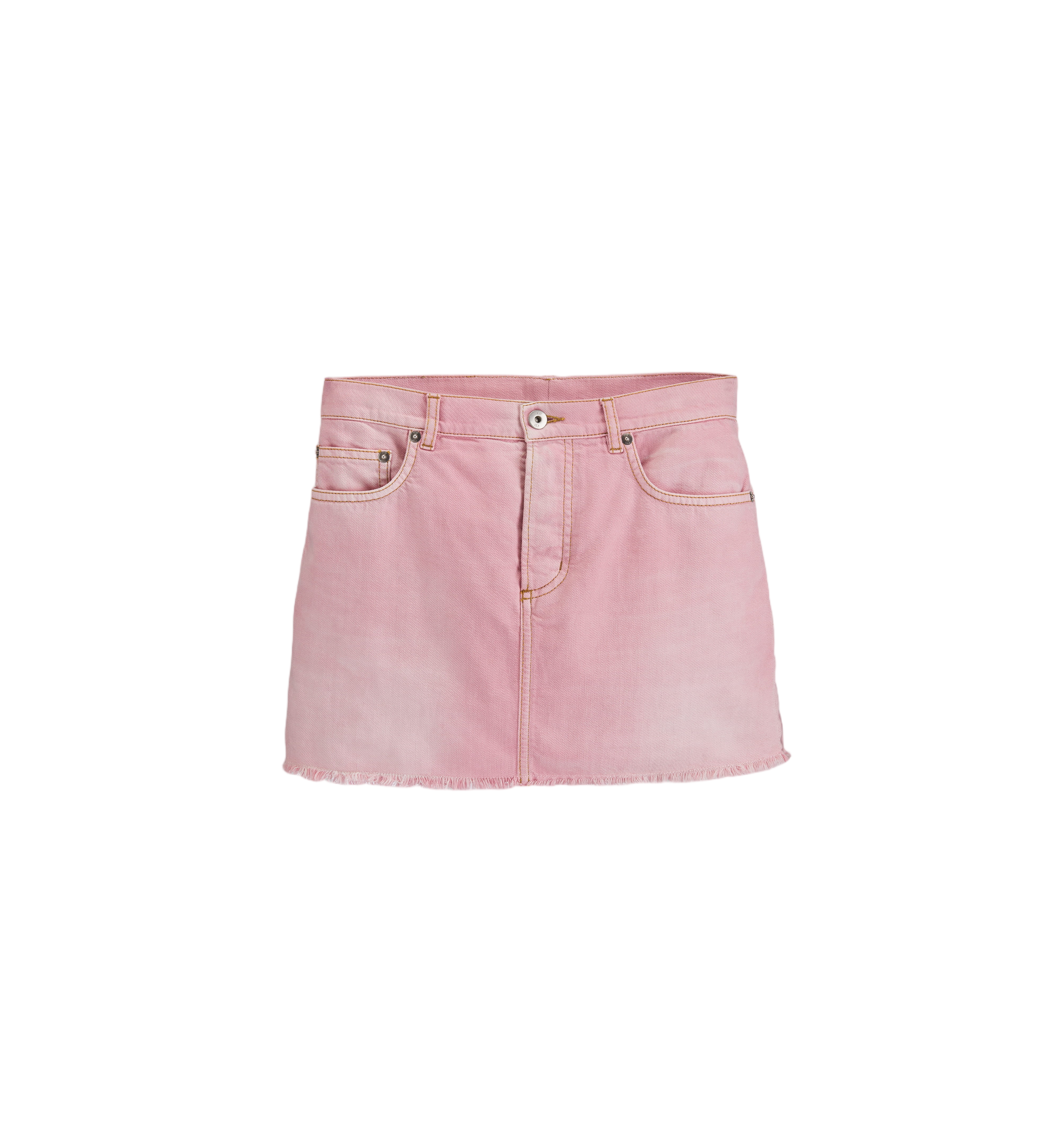 Pink Denim Mini Skirt Frayed Hem