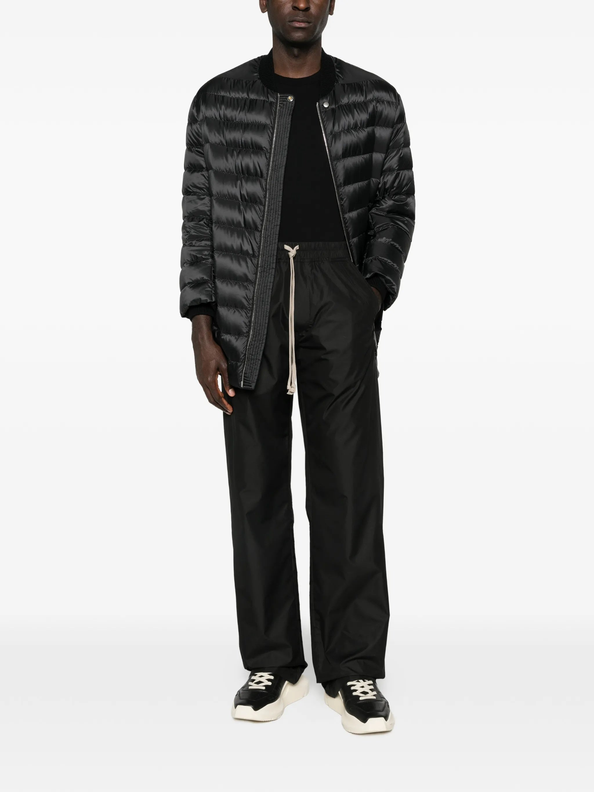 Black Wide-Leg Drawstring Pants