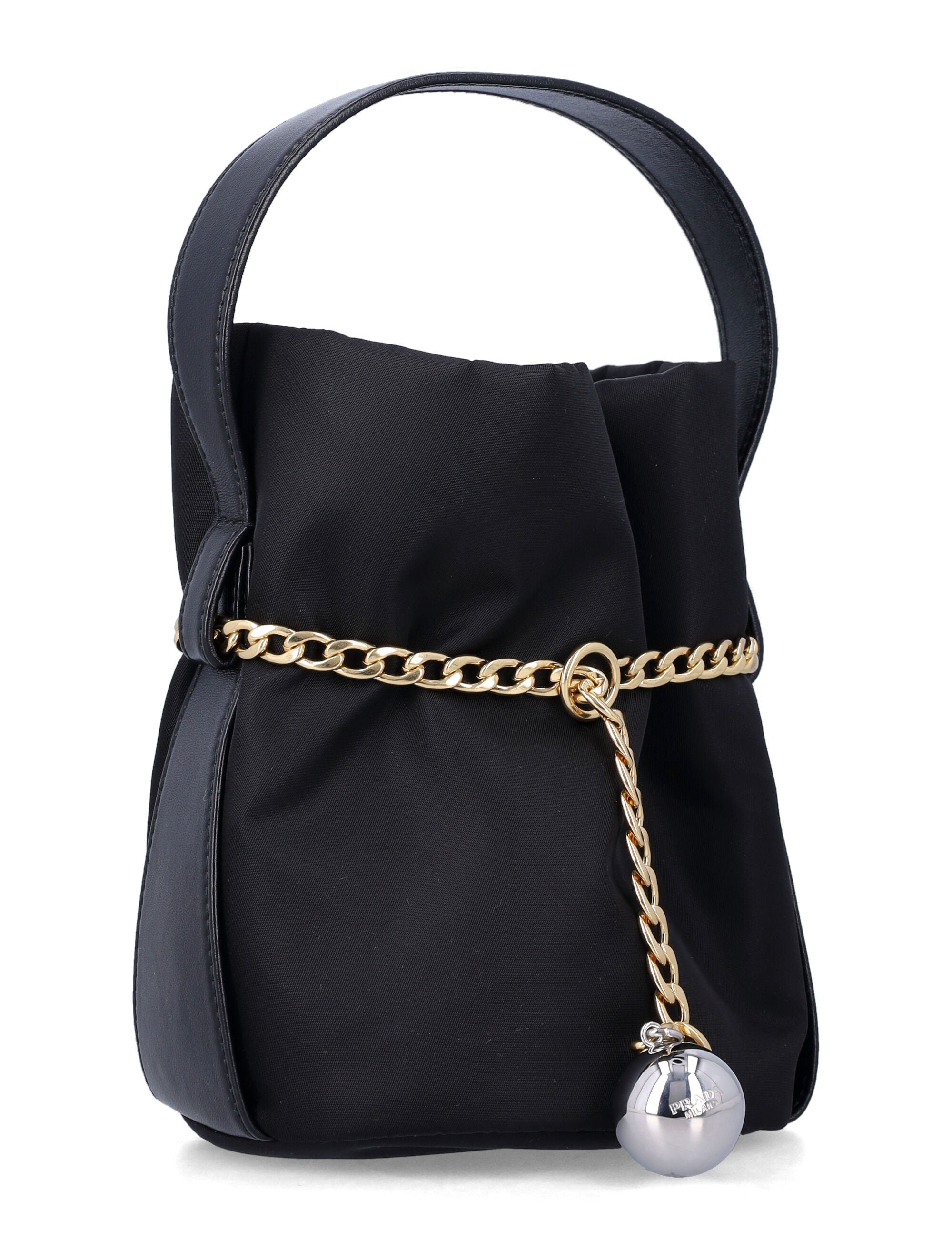 Re-Nylon Petit Sac with Gold Chain and Nappa Leather Accents