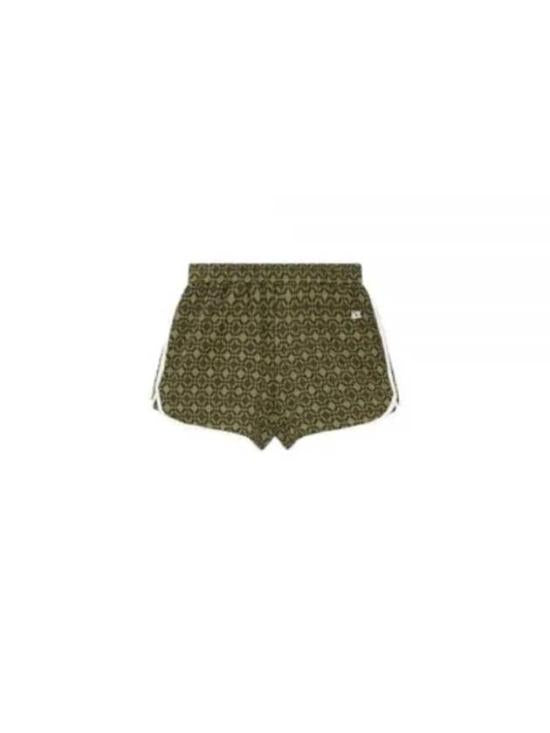 Fitted Geometric Pattern Shorts with White Side Stripes