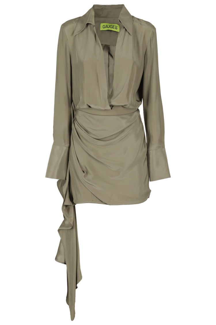 Green Silk Mini Dress With Gravia Pattern