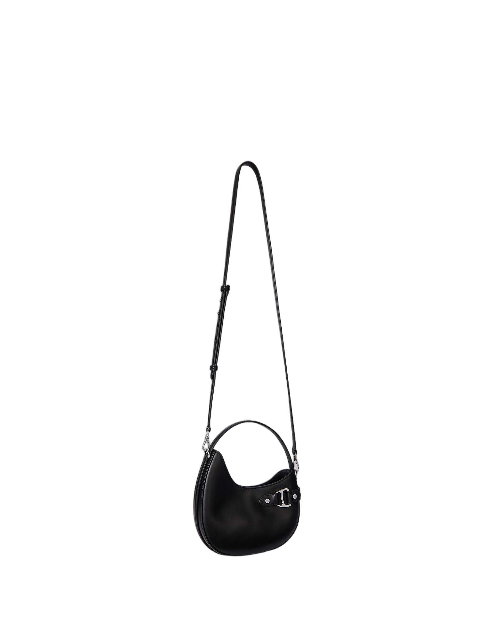 Crescent-Shaped Black Crossbody Bag