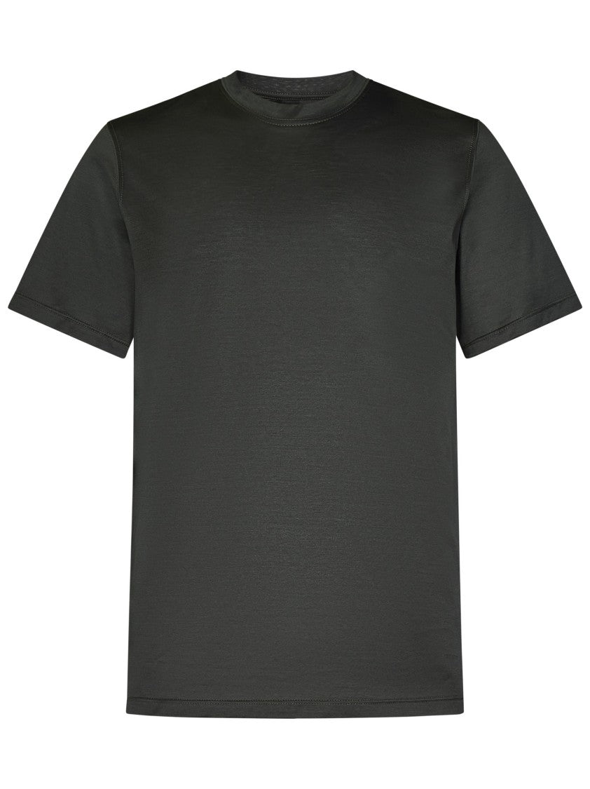 Nuvola Zielony T-Shirt Z Miękkiej Dzianiny Z Klasycznym Okrągłym Dekoltem