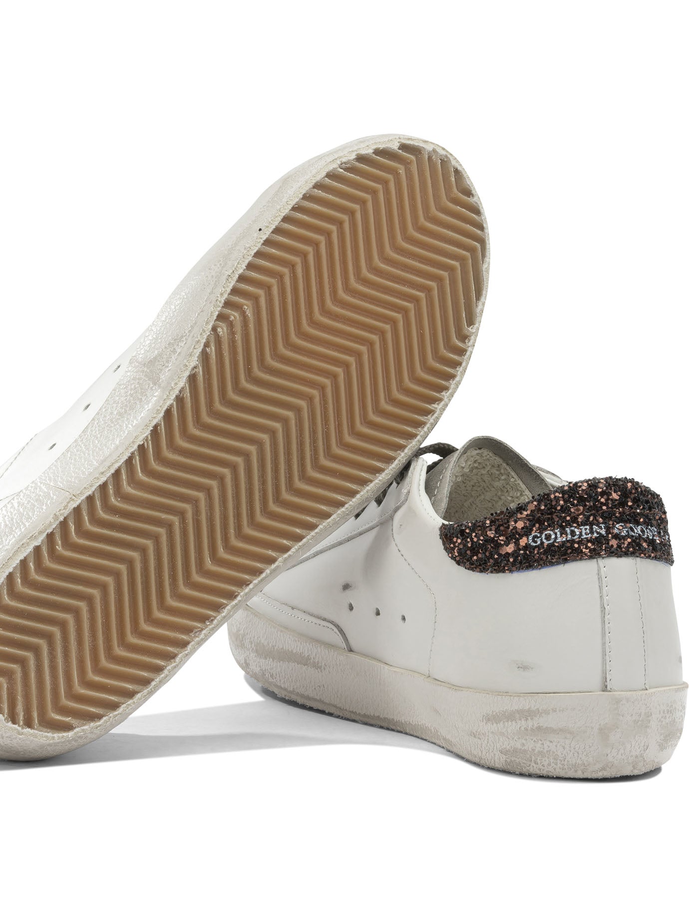 Distressed Slip-On Sneakers With Glitter Accents