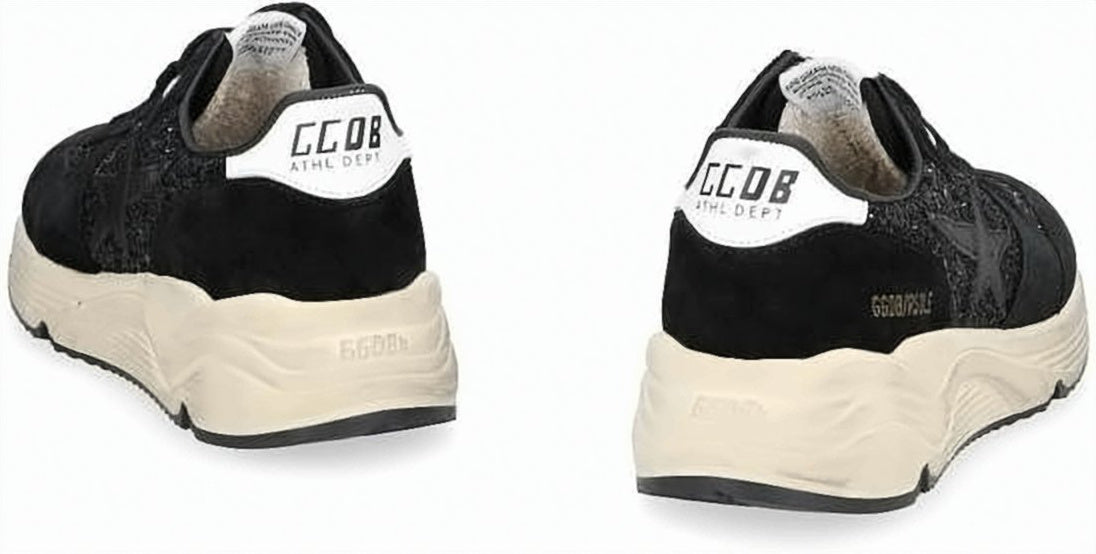 Chunky Glitter Sneakers with Star Emblem and Rubber Sole