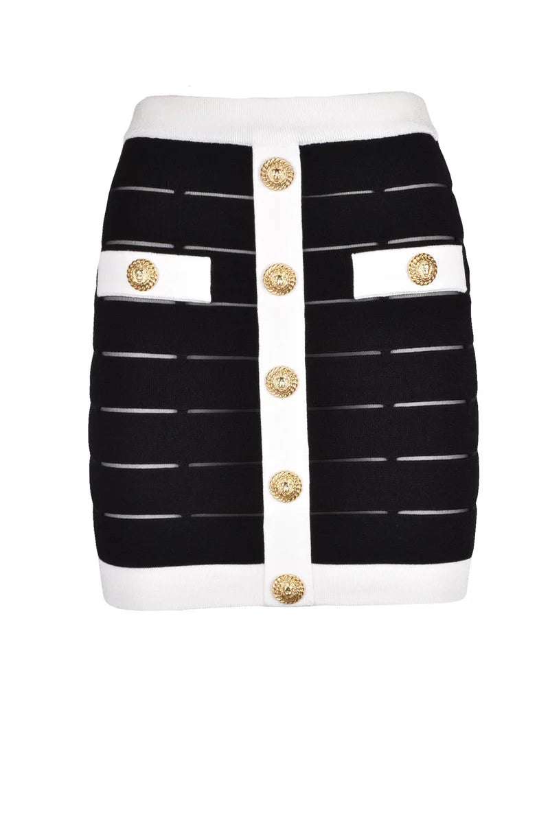 Knit Mini Skirt - Black/White