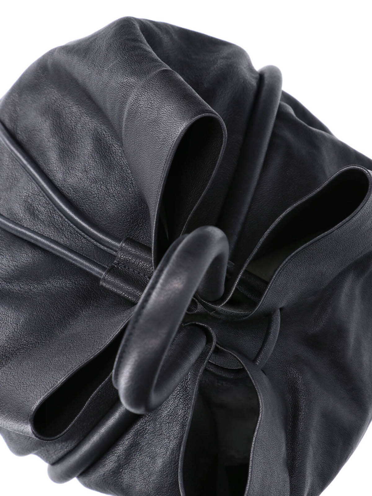 Bucket Bag In Soft Lambskin Leather With Drawstring Closure
