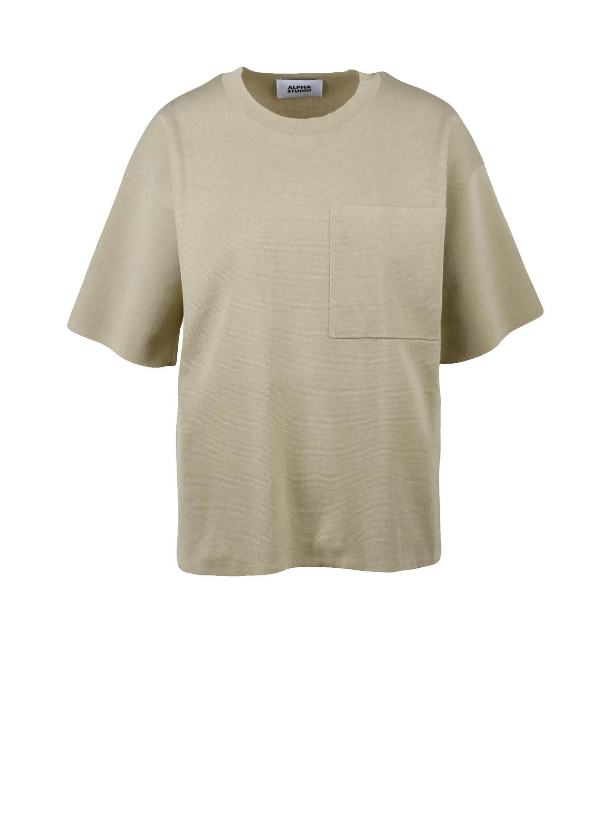 Beige Cotton Nylon Crew Neck Knitwear Top