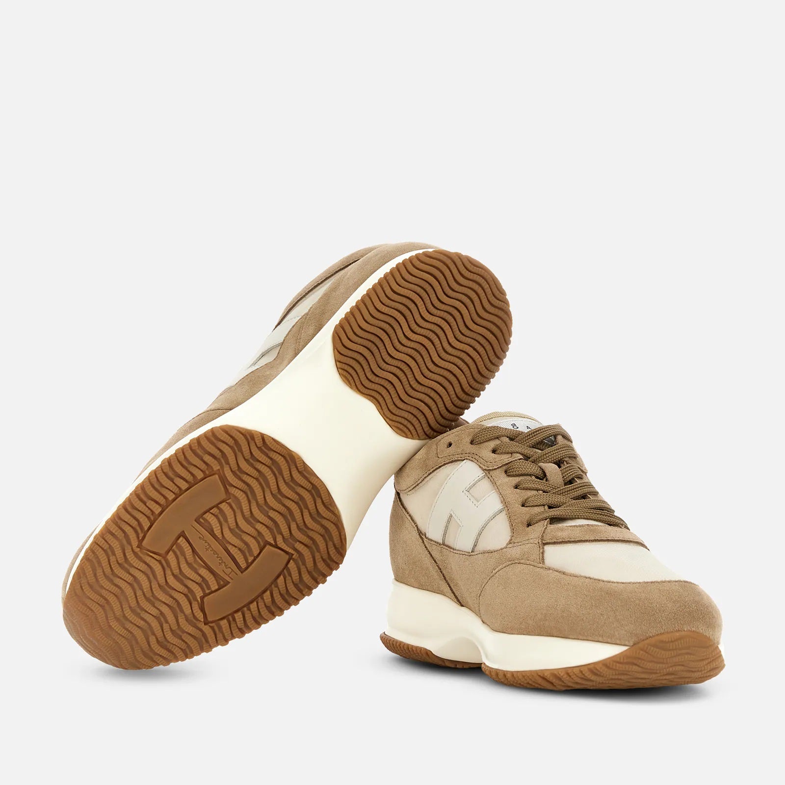Interactive Lace-Up Sneakers in Calfskin and Nylon