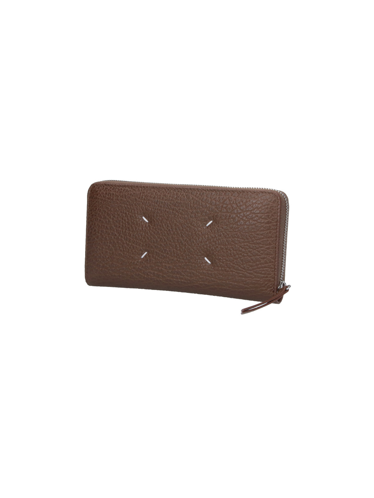 Brown Four Stitches Textured Leather Wallet