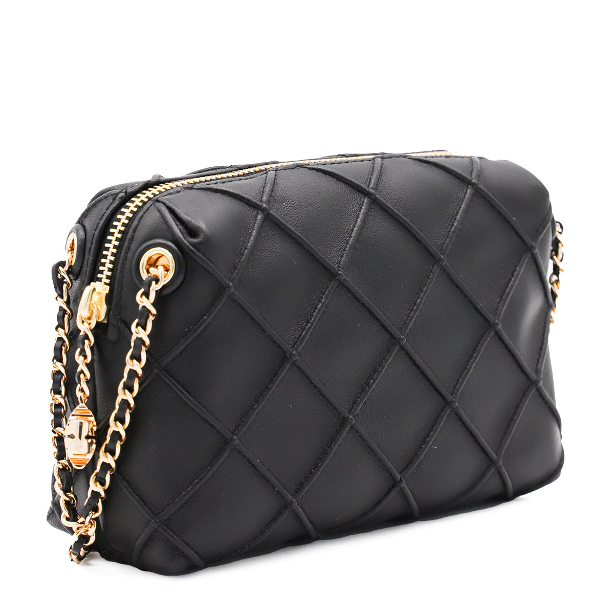 Black Leather Fleming Crossbody Bag