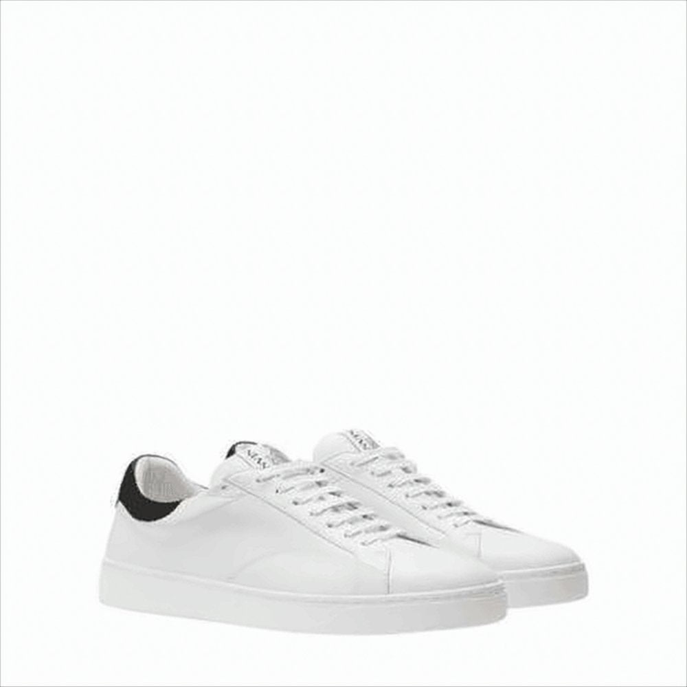 Low-Top Calf Leather Sneakers with Contrasting Heel Tab