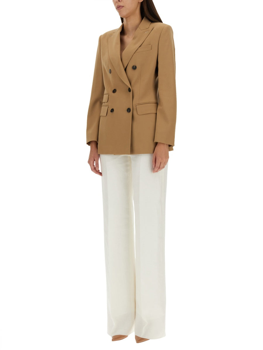 Tailored Double-Breasted Blazer with Peaked Lapels