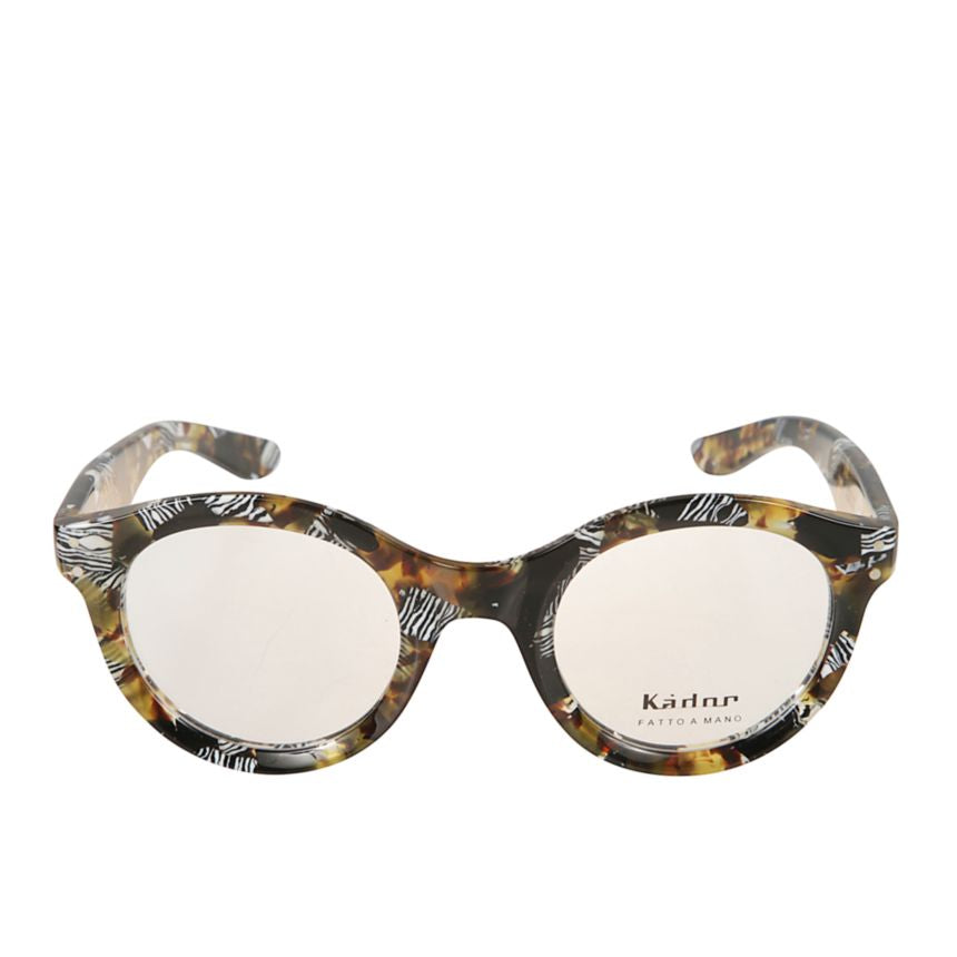 Thick Thick Rounded Eyeglasses with Tortoiseshell and Zebra Pattern
