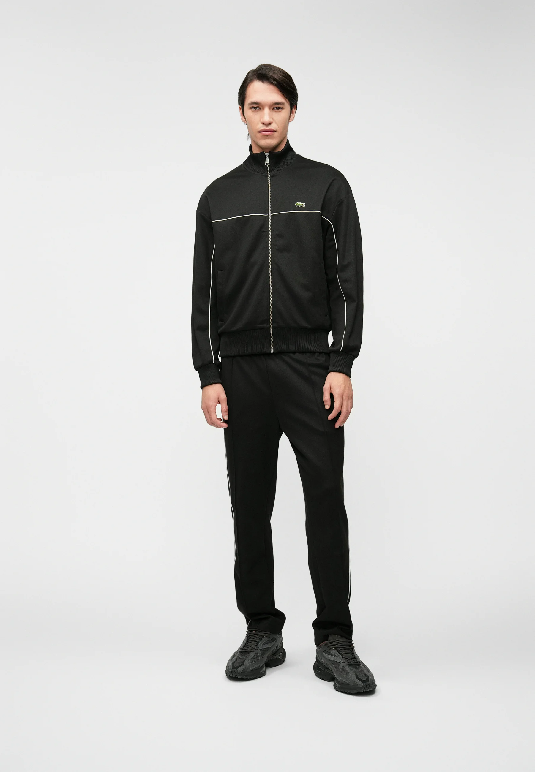 Black Cotton Zip Up Sweatshirt