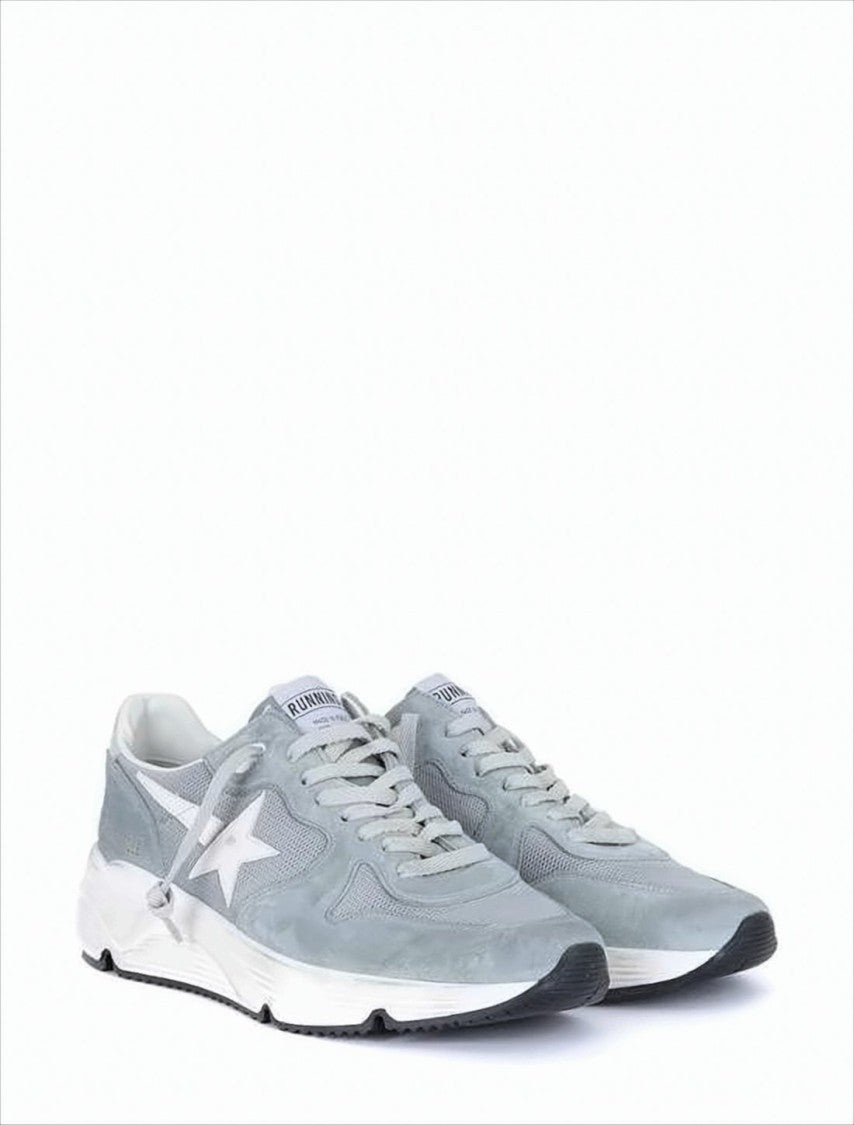Low-Top Suede And Mesh Sneakers With Prominent Star Detail