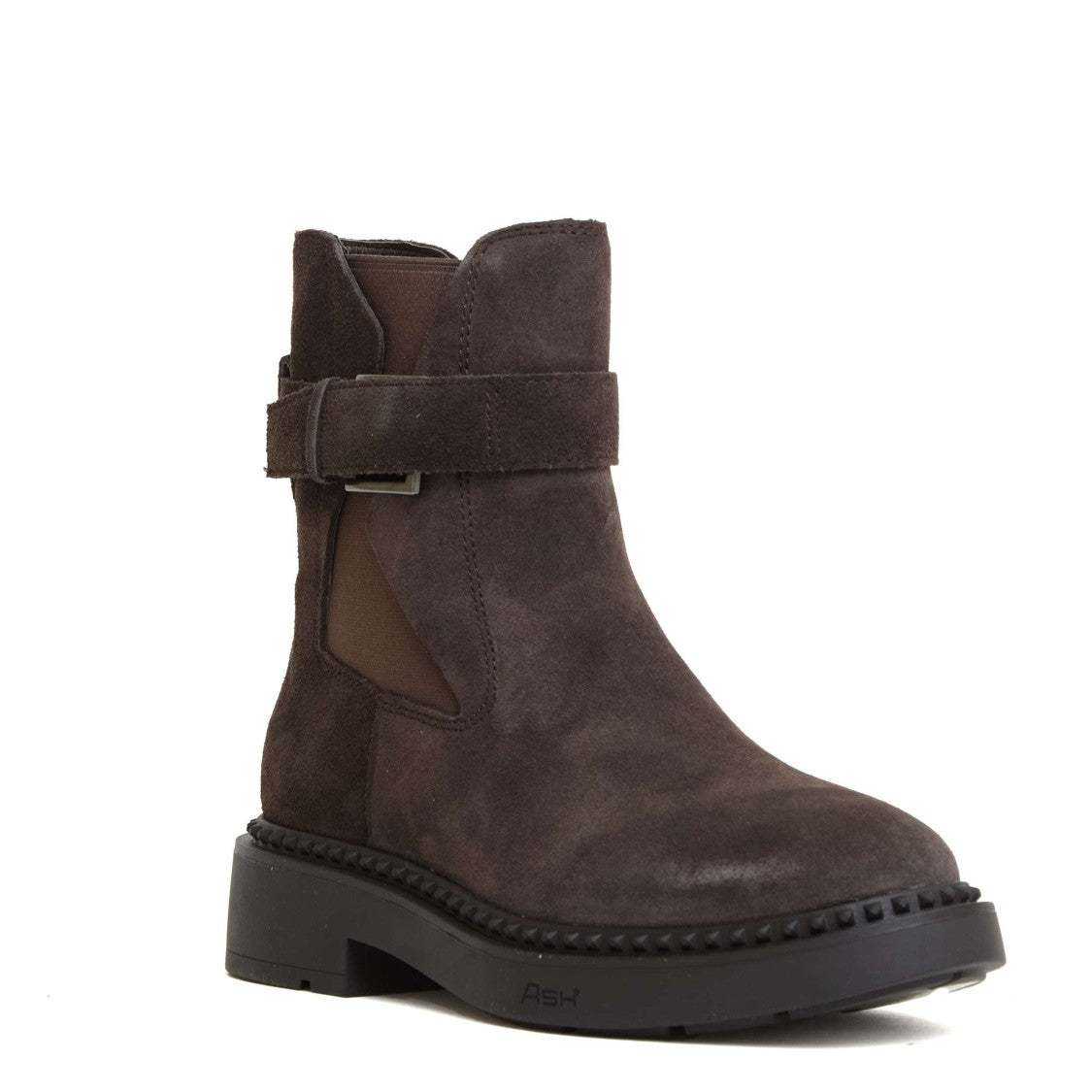 Brown Suede Beatles Boots with Decorative Buckle