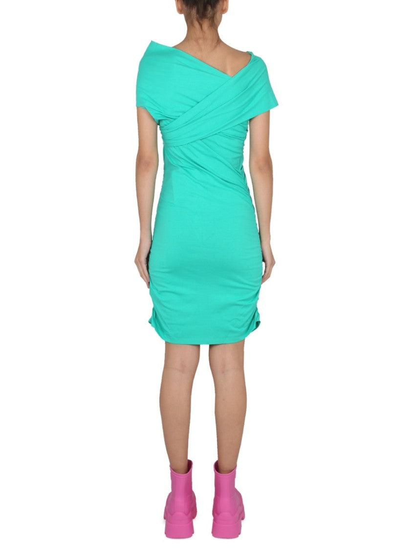 Crossover Neckline Draped Mini Dress