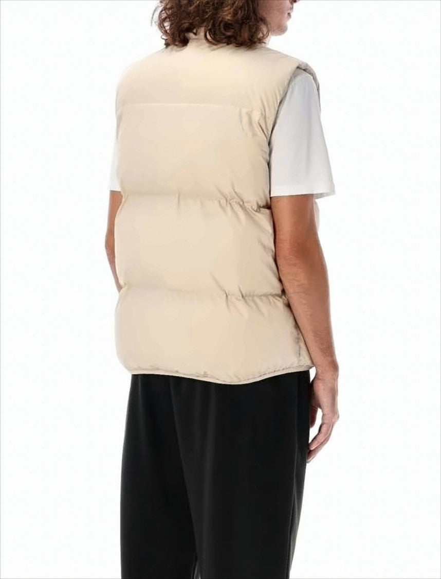 Sleeveless Padded Vest with High Collar and Zipper Closure