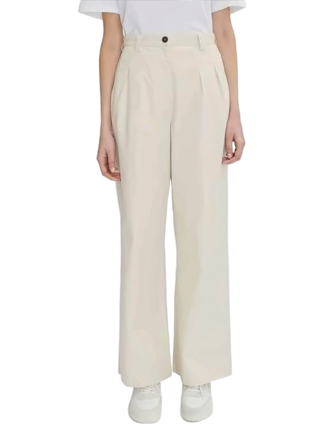 High-Waisted Straight Pants with Pleats