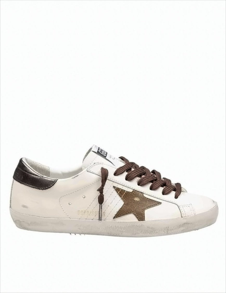 Distressed White Leather Low-Top Sneakers