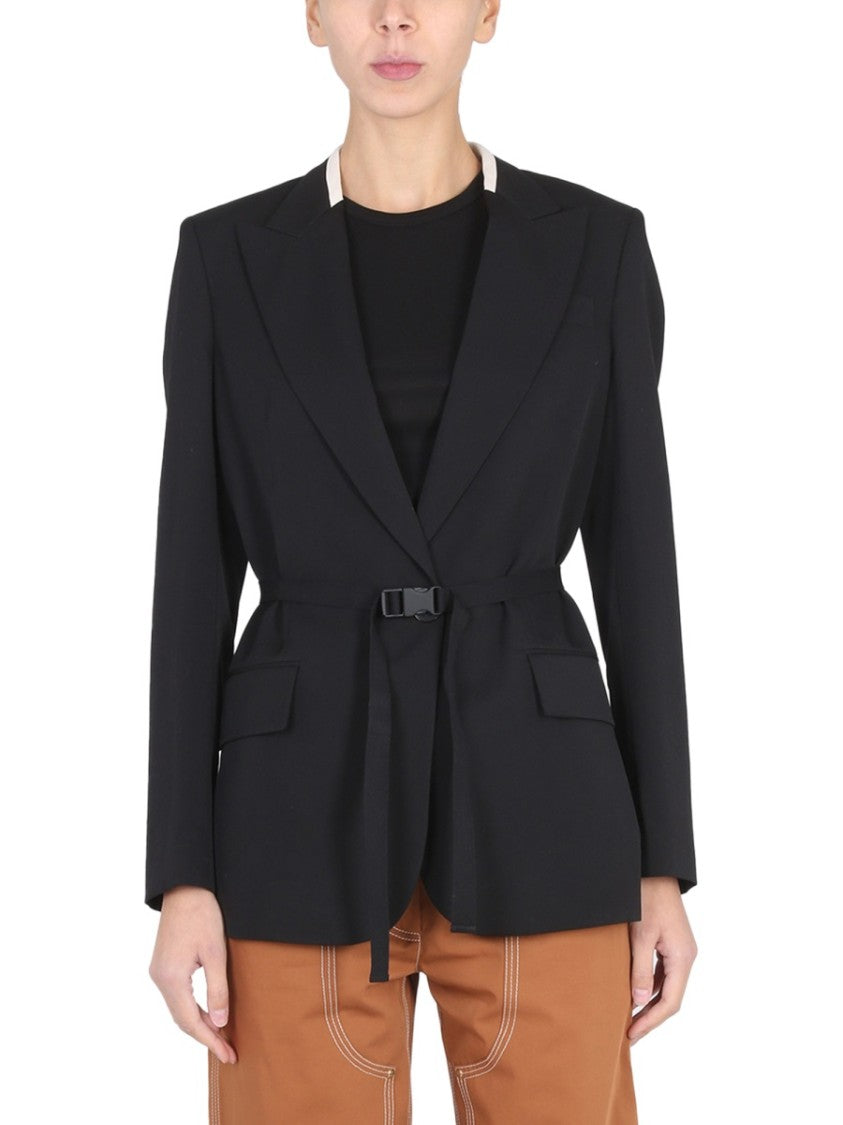 Belted Blazer With Peaked Lapels