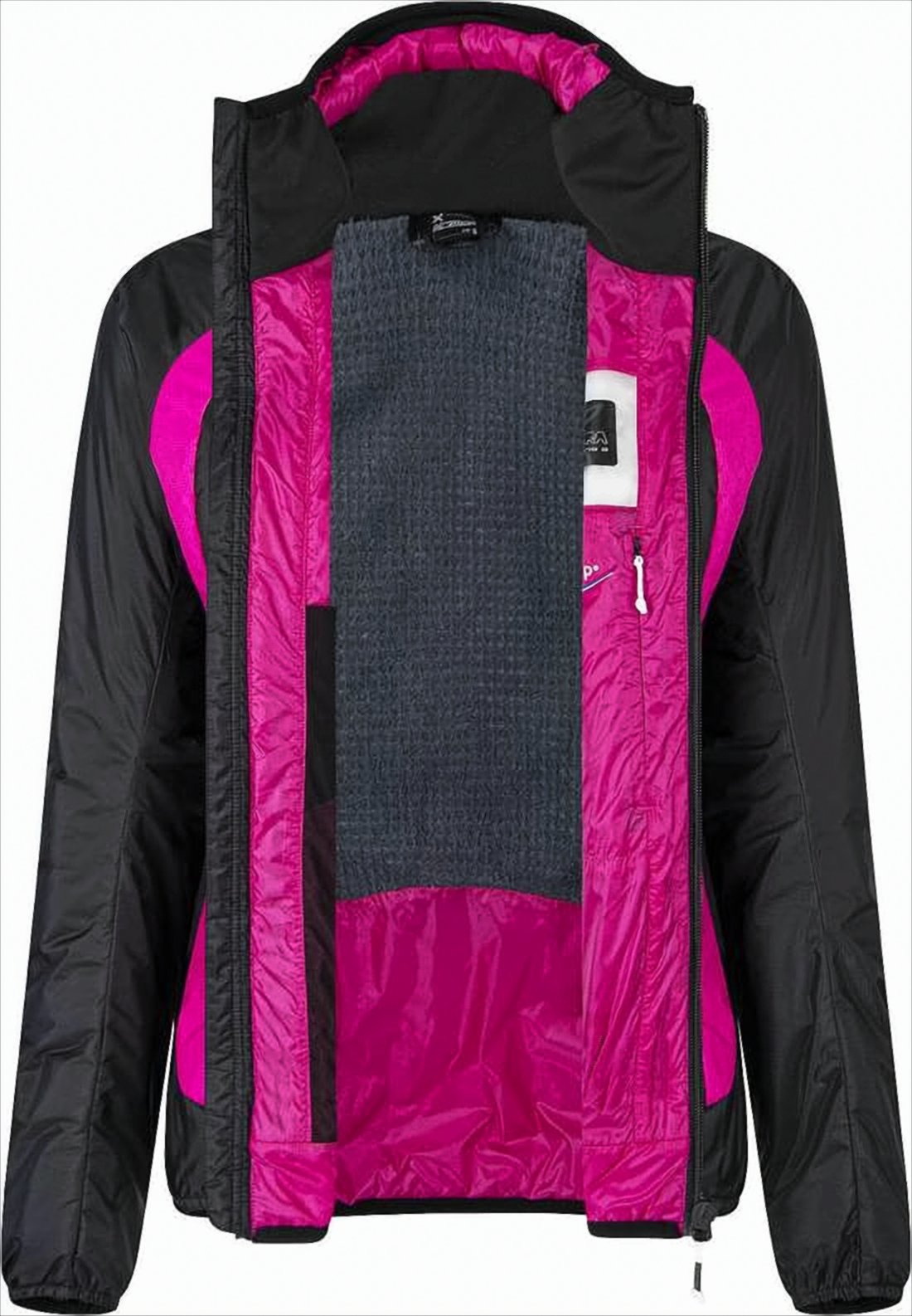 Sporty Black Jacket with Vibrant Magenta Accents