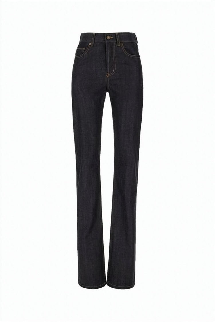 Classic Straight-Leg Denim Pants with Mid-Rise Waist