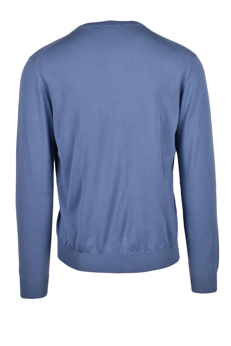 Cotton V-Neck Cardigan - Blue