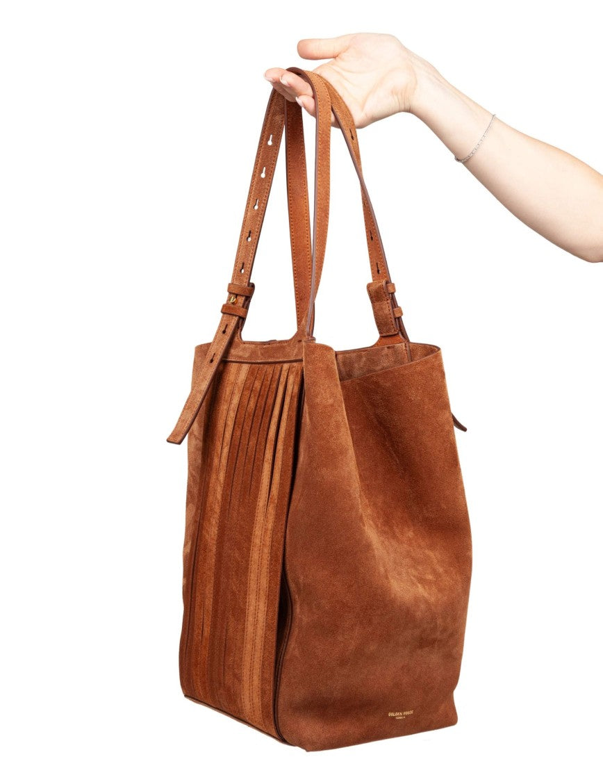 Tan  24.7 Suede Shopping Bag With Fringes