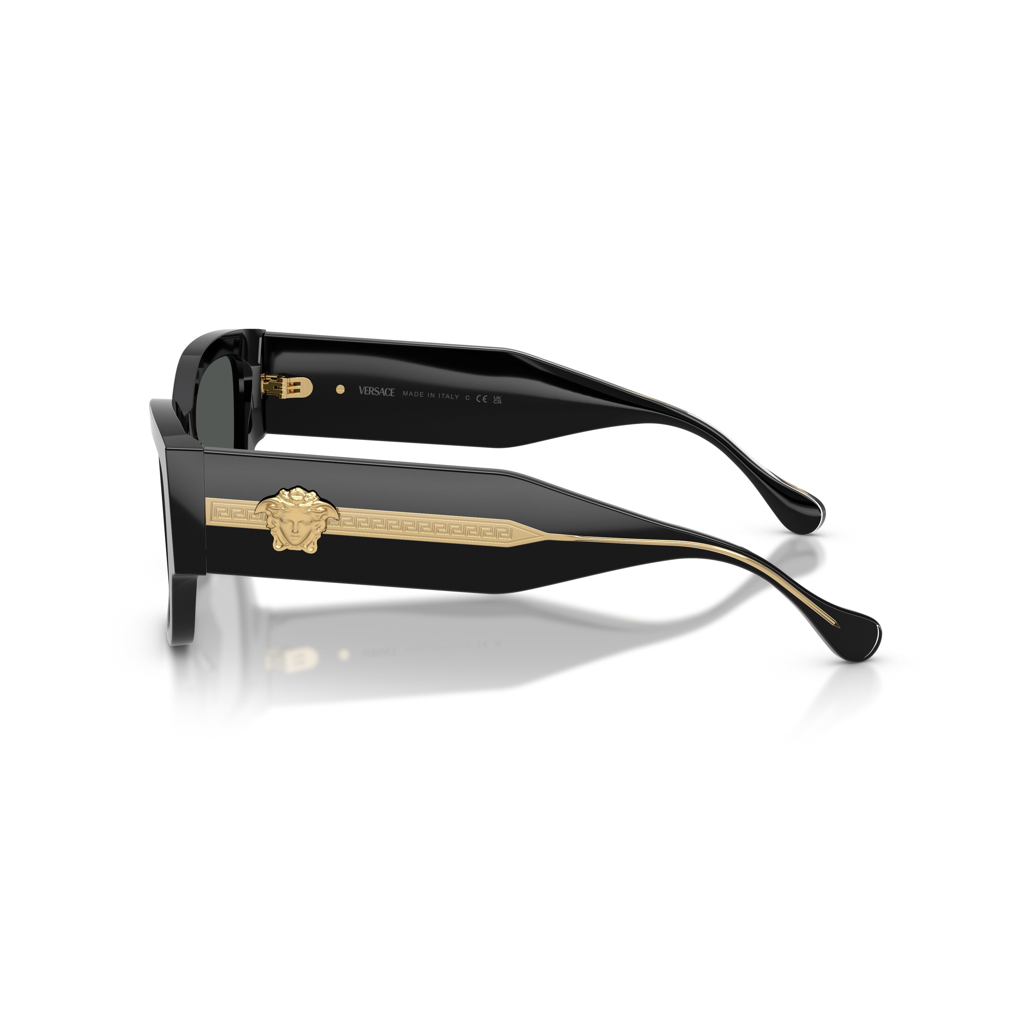Oversized Square Frame Sunglasses with Gold-Tone Emblem