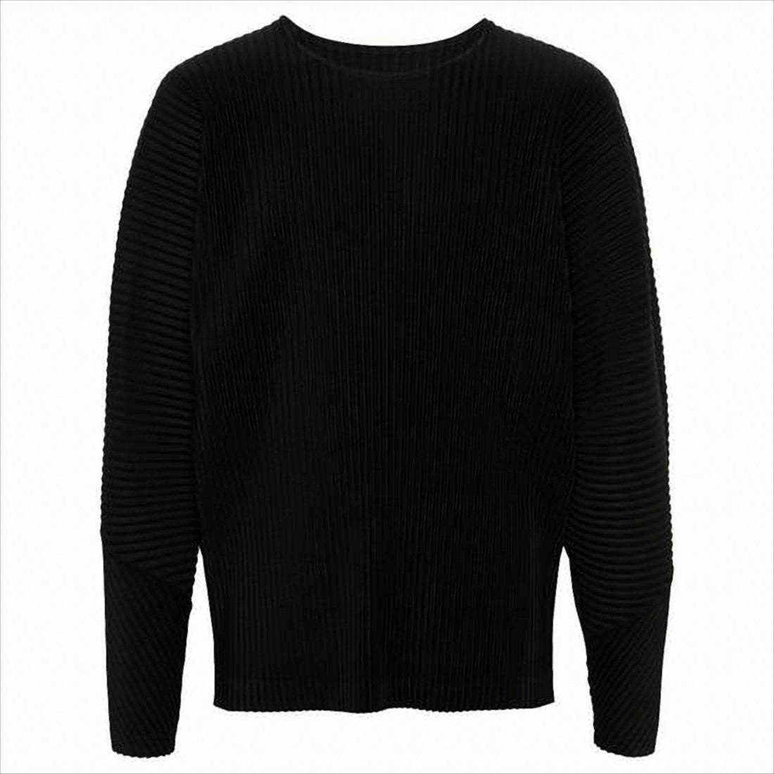 Pleated Long-Sleeve T-Shirt With Unique Texture
