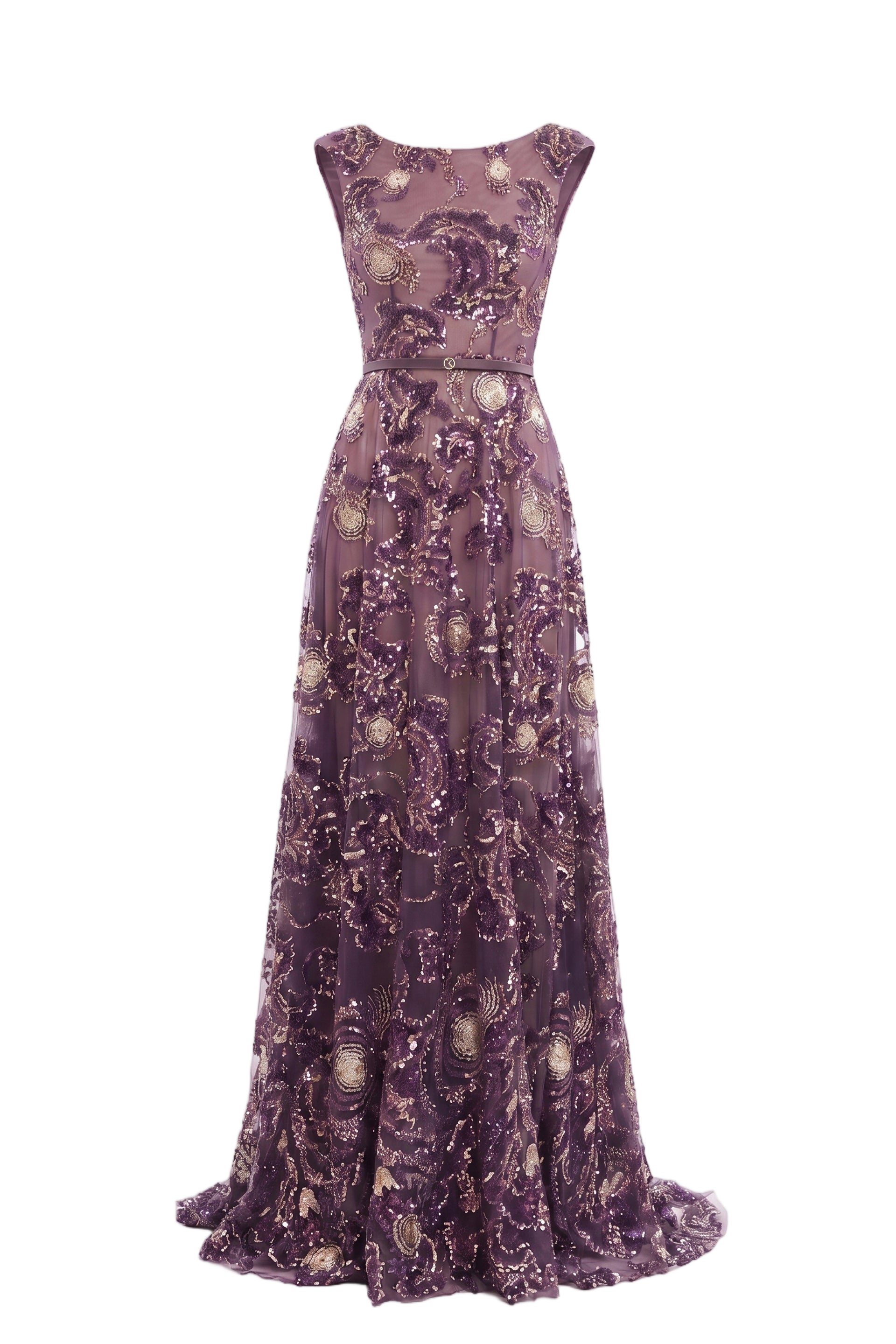 Embroidered Tulle Long Dress