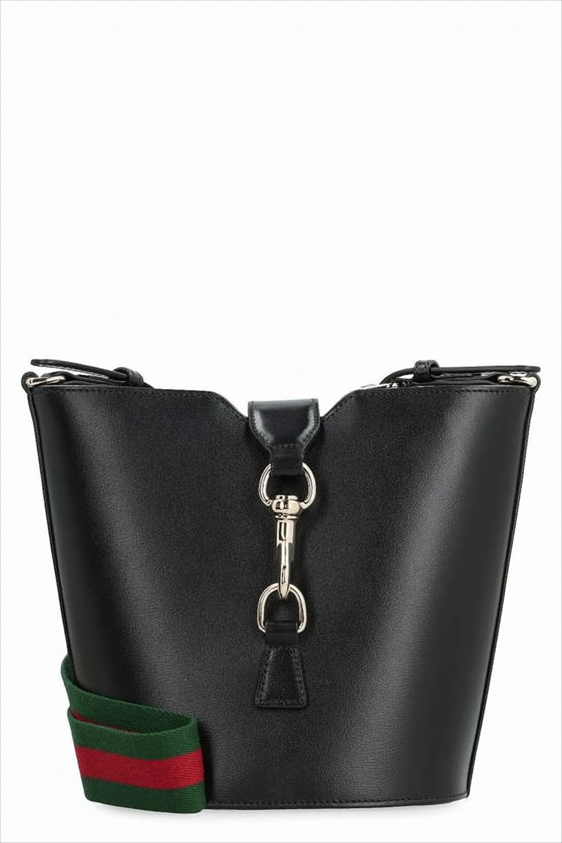 Structured Black Leather Shoulder Bag