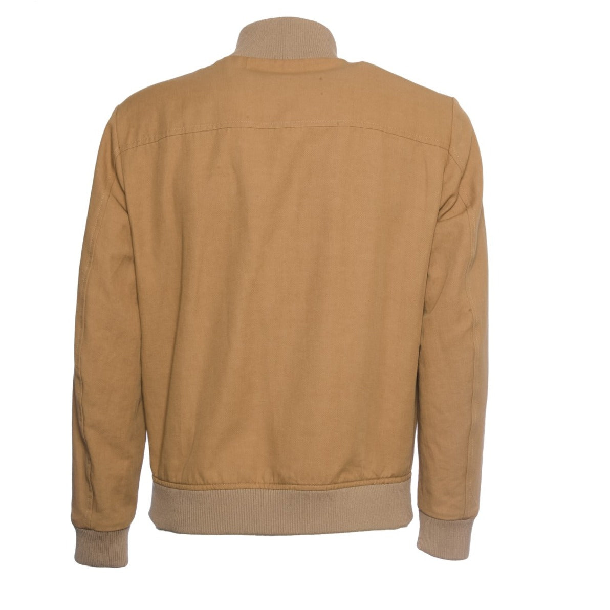 Cappuccino Twill Cotton And Linen Bomber Jacket