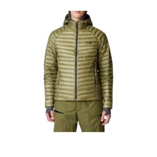 Quilted Down Jacket With Hood And Zippered Pockets