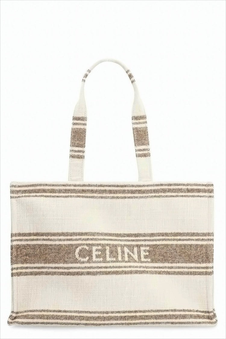 Woven Rectangular Tote Bag with Textured Stripes