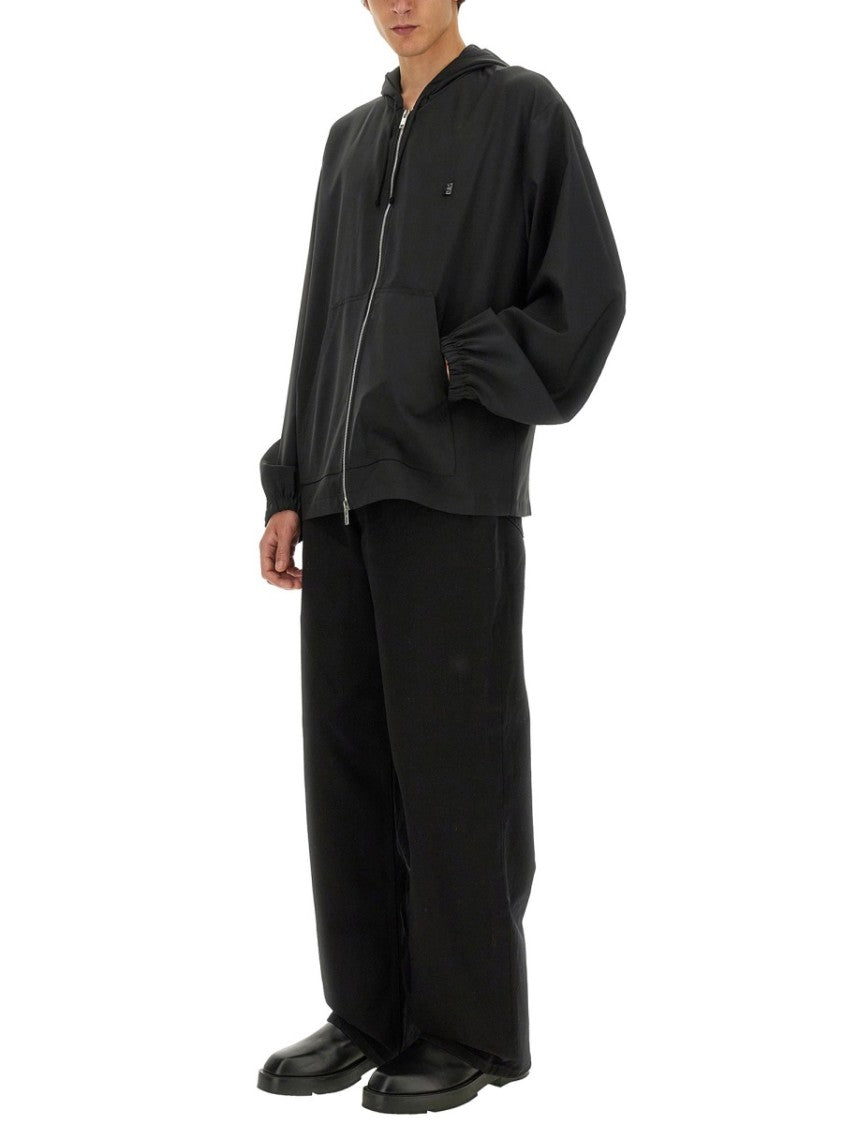 Relaxed-Fit Black Zip Sweatshirt With Hood