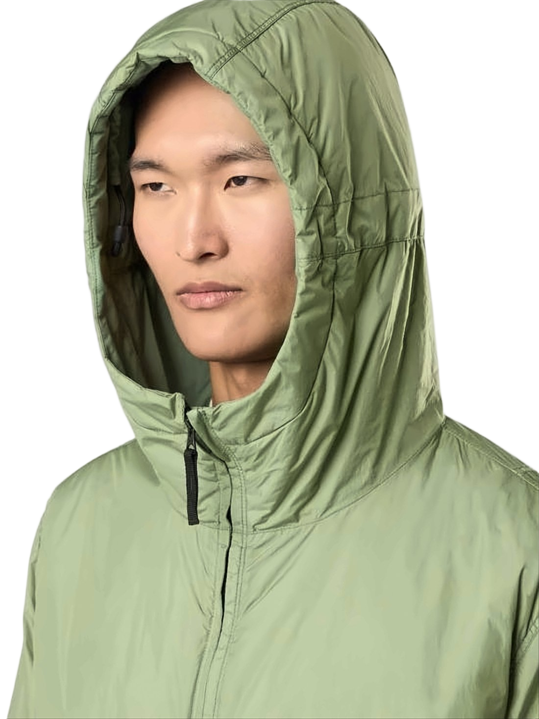 Hooded Lightweight Green Jacket with Distinctive Patch