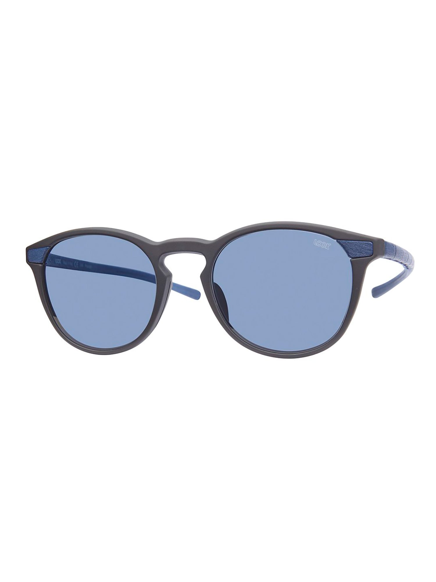Oval-Shaped Blue Lens Sunglasses With Textured Temples