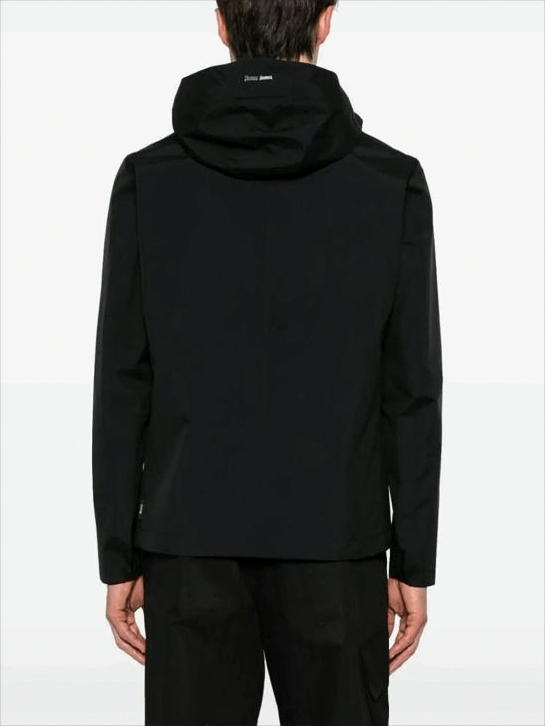 Minimalist Black Jacket with Full Zip Closure