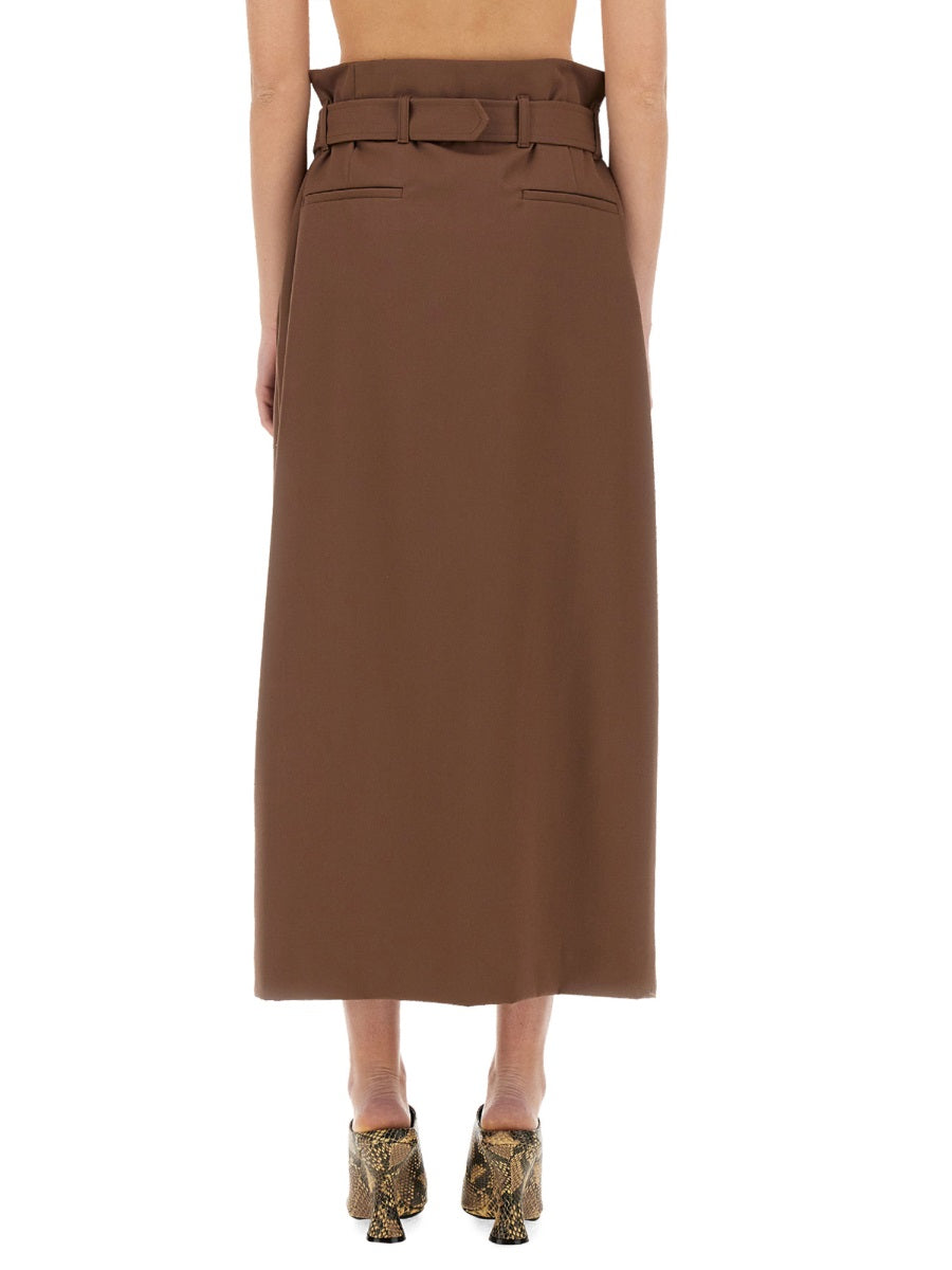 Tailored Wool Skirt With Waist Belt